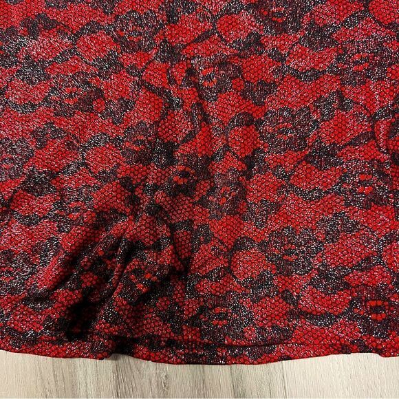 Forever 21 red black metallic flounce skirt sz L NWT vintage y2k goth - Picture 11 of 11